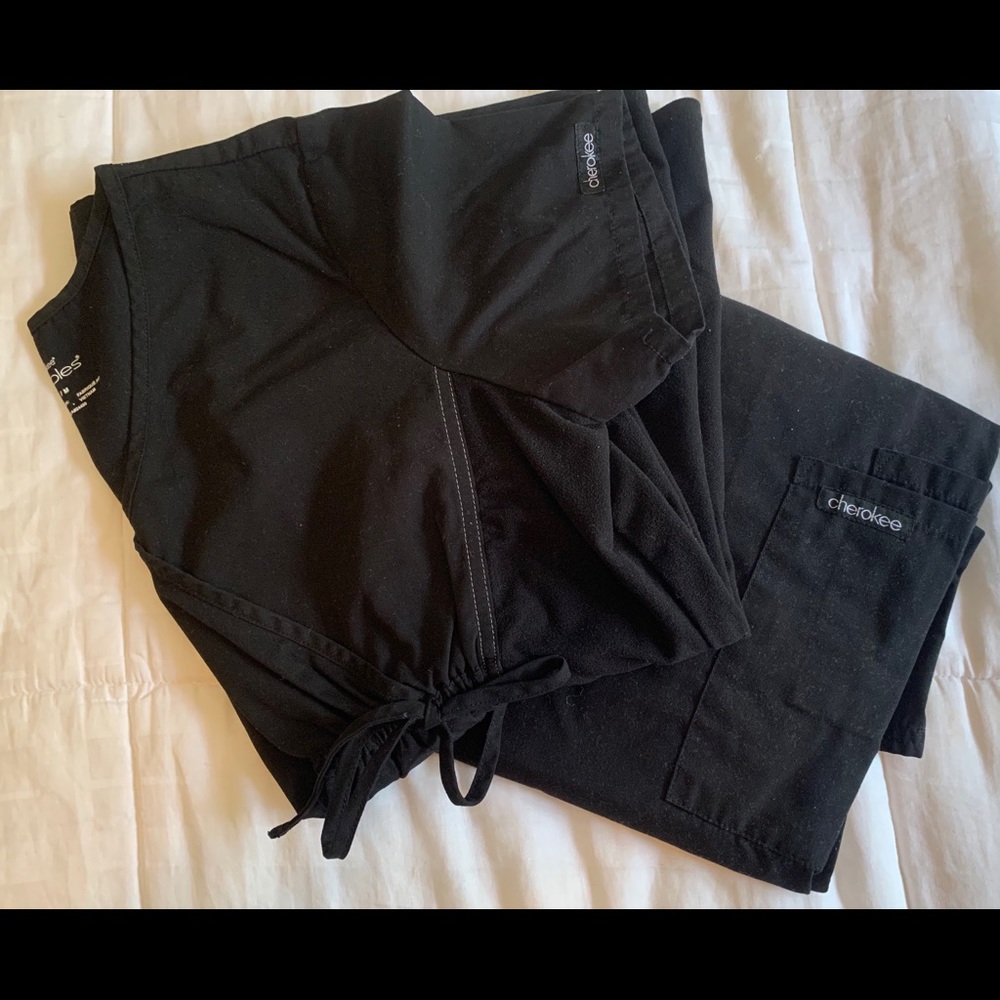 Petite Maternity Scrub set Cherokee Color Black